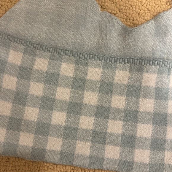 Cute baby blue gingham halter crop top - Picture 3 of 3